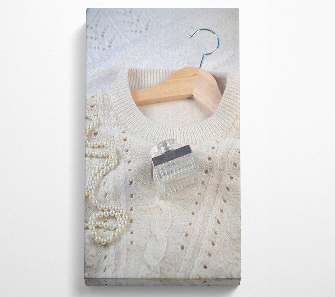  A Canvas Print of Ivory Knit And Perfume Canvas Wall Art