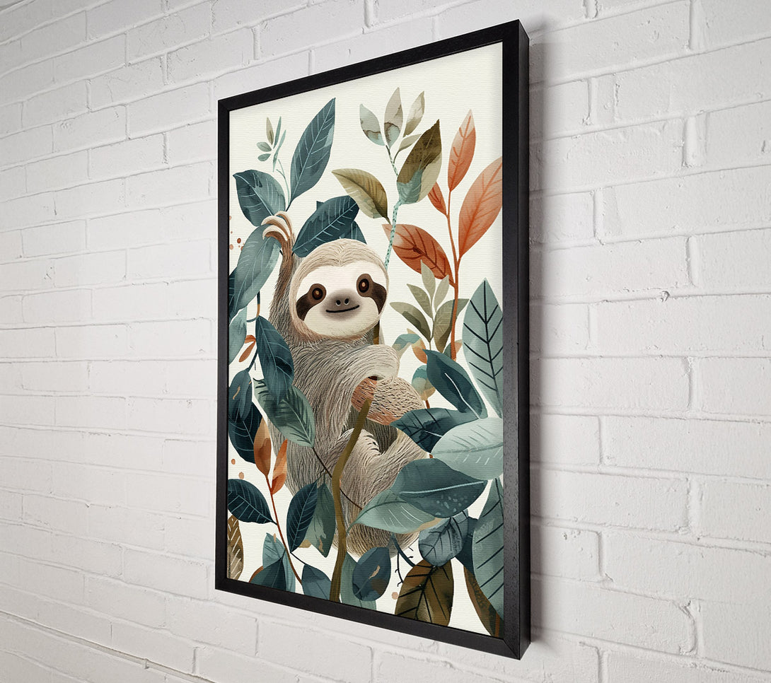  A Canvas Print of Teal Sloth Serenity Canvas Art