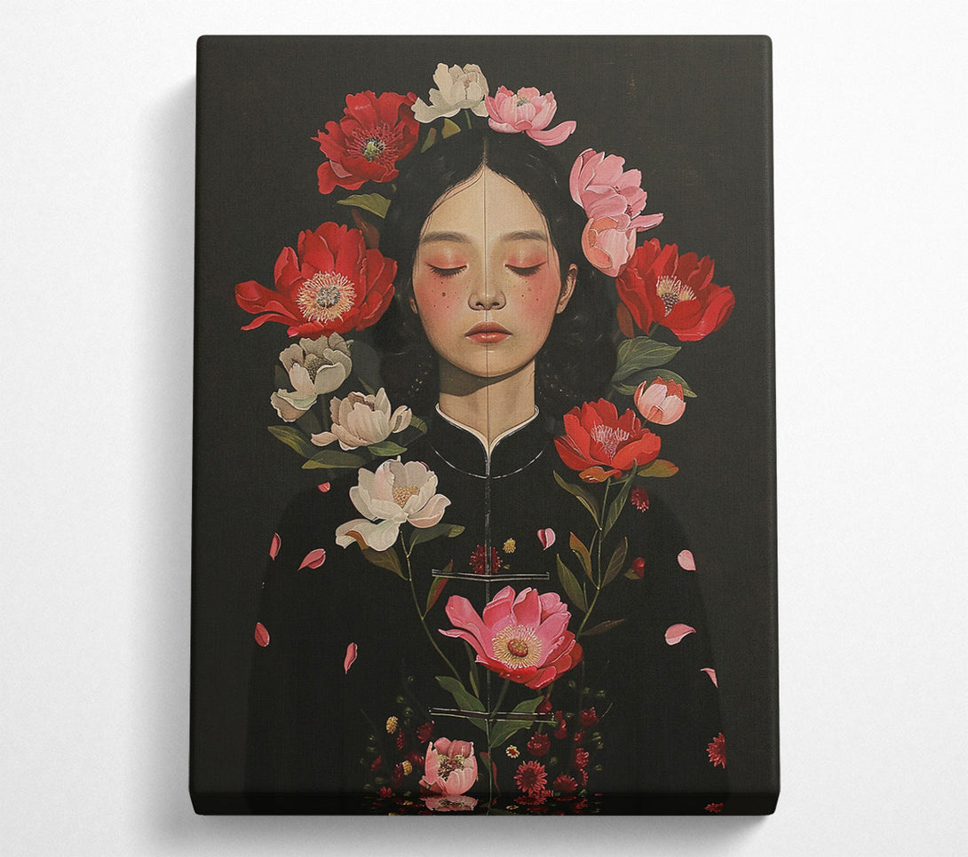  A Canvas Print of Crimson Bloom Embrace Canvas Wall Art