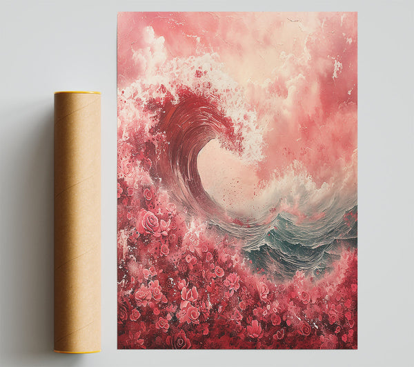 Crimson Wave Of Roses Poster