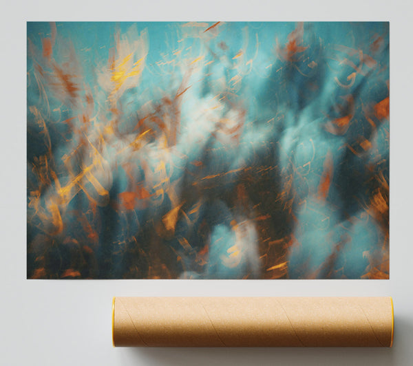 Azure And Gold Blur Poster