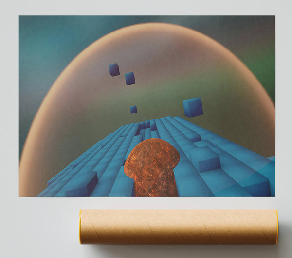 Blue Sphere Ascending Print