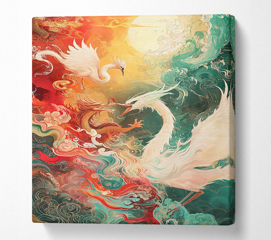  A Canvas Print of Azure Dragon'S Embrace Canvas Wall Art