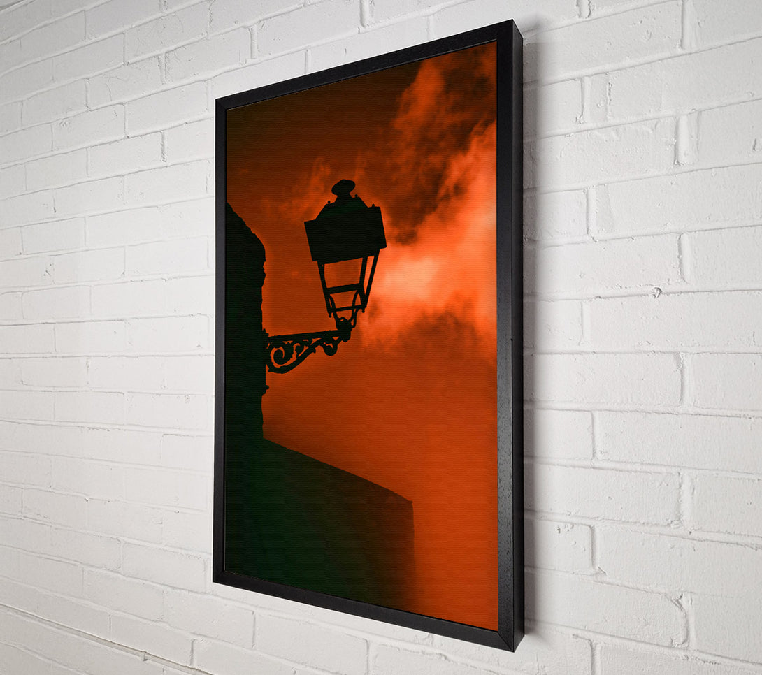  A Canvas Print of Crimson Silhouette Lamppost Canvas Wall Art