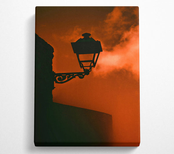  A Canvas Print of Crimson Silhouette Lamppost Canvas Wall Art