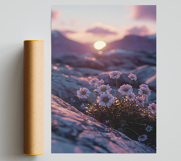 Pink Sunset Daisies Print