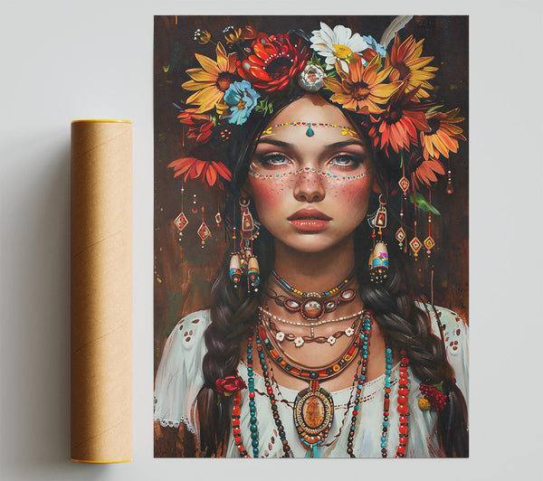 Golden Flower Crown Giclee Print