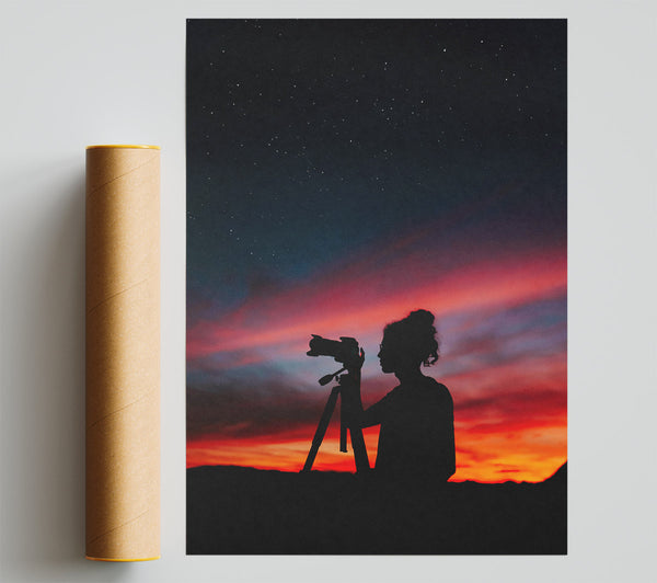 Crimson Night Sky Capture Giclee Print
