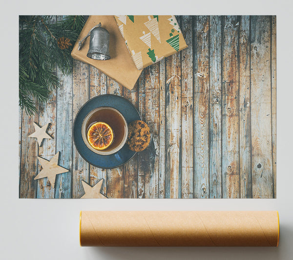 Blue And Brown Tea Time Print
