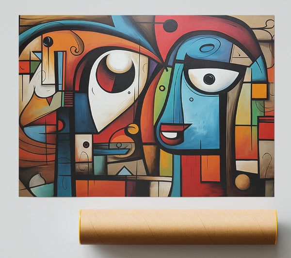 Blue Abstract Encounter Print