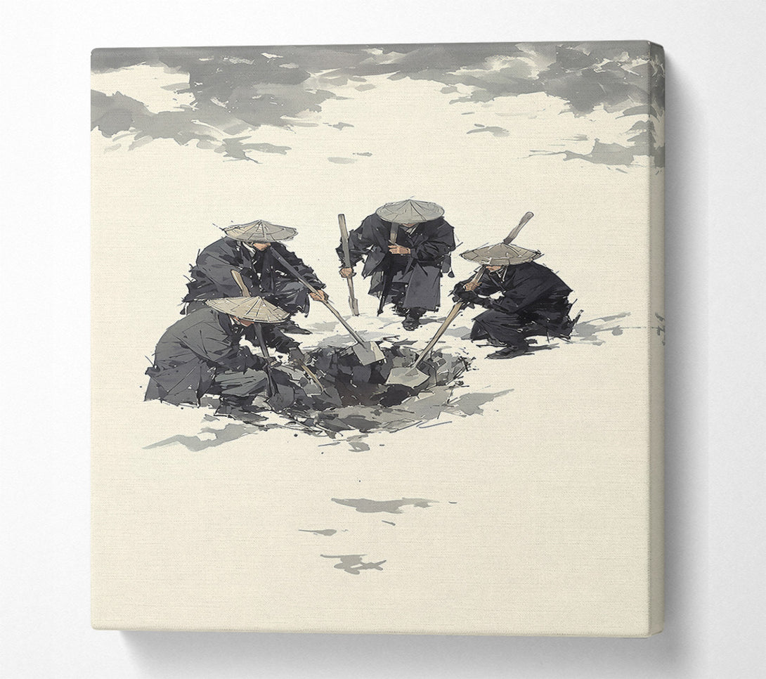  A Canvas Print of Grey Monks Digging Canvas Wall Art
