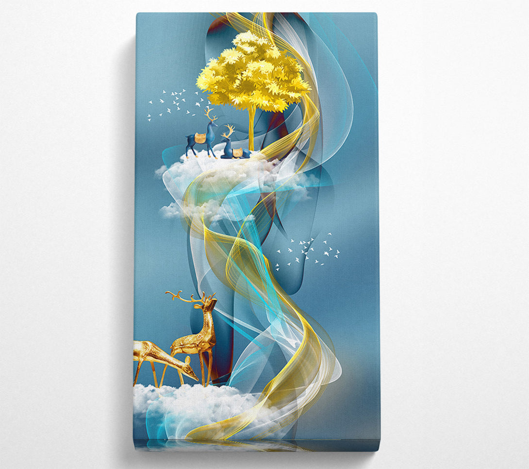  A Canvas Print of Deer Gold Wave Canvas Print