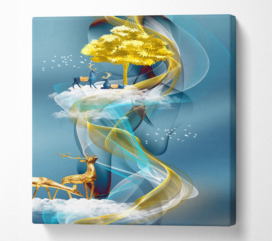  A Canvas Print of Deer Gold Wave Canvas Print