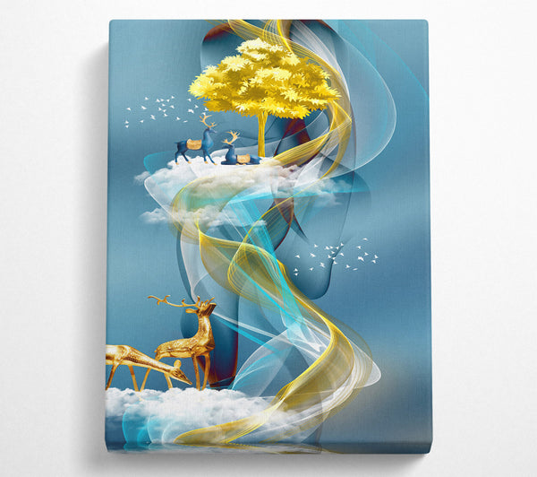  A Canvas Print of Deer Gold Wave Canvas Print