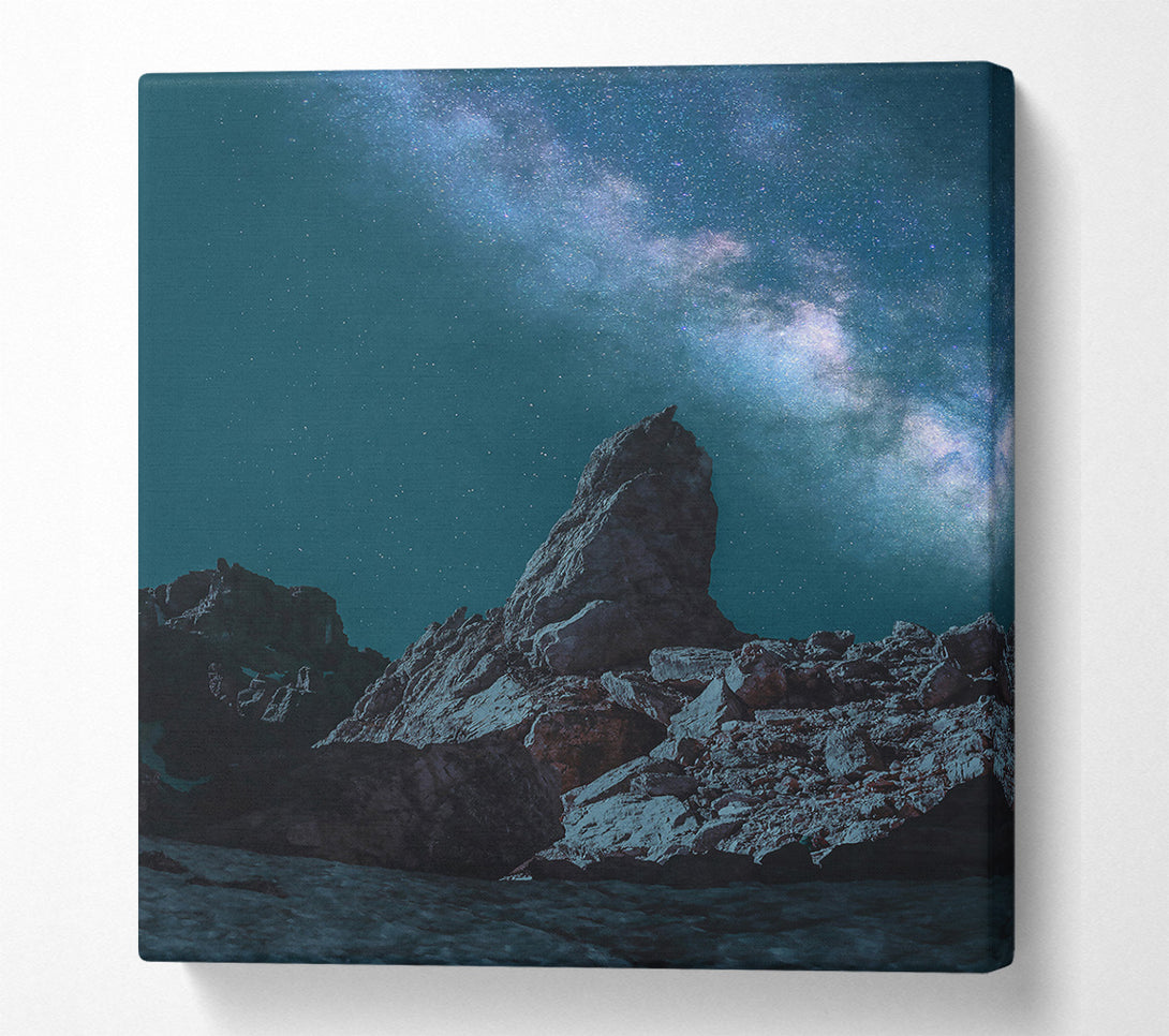  A Canvas Print of Teal Night Sky Peak Canvas Art