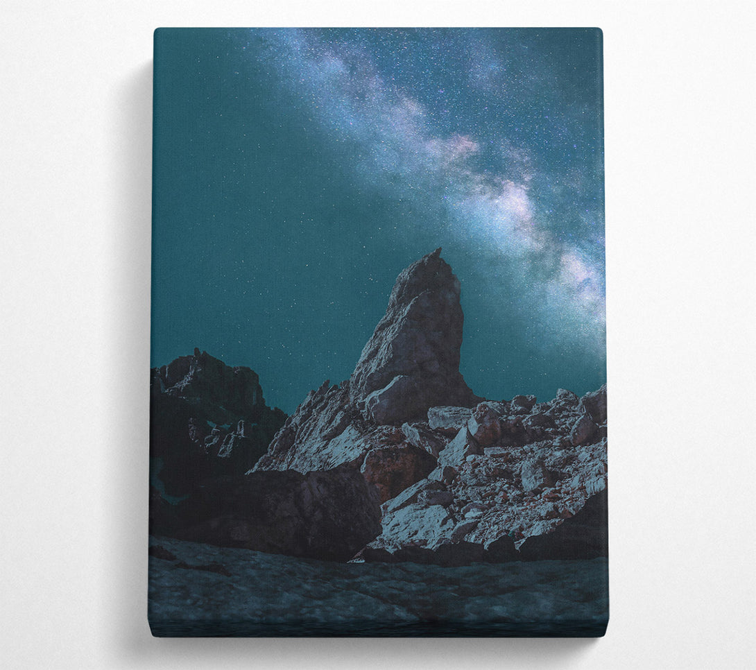  A Canvas Print of Teal Night Sky Peak Canvas Art