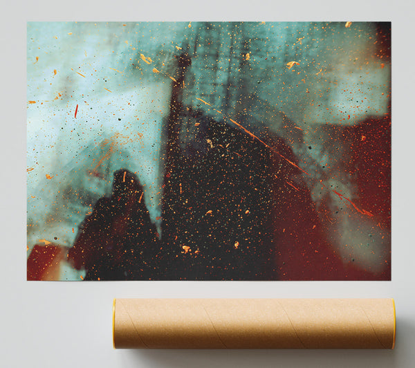 Teal And Gold Splashes Print