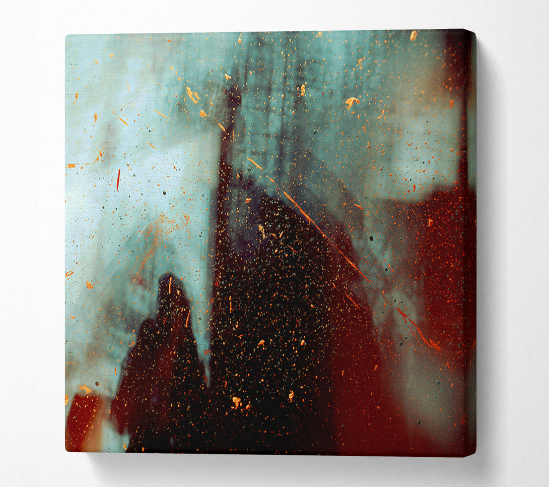  A Canvas Print of Teal And Gold Splashes Canvas Print