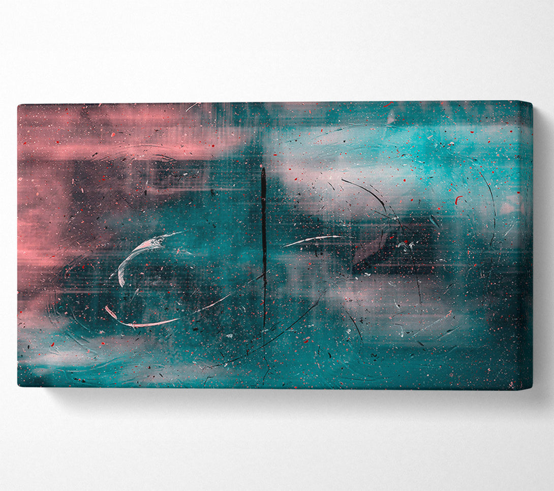  A Canvas Print of Teal Abstract Scratches Canvas Wall Art