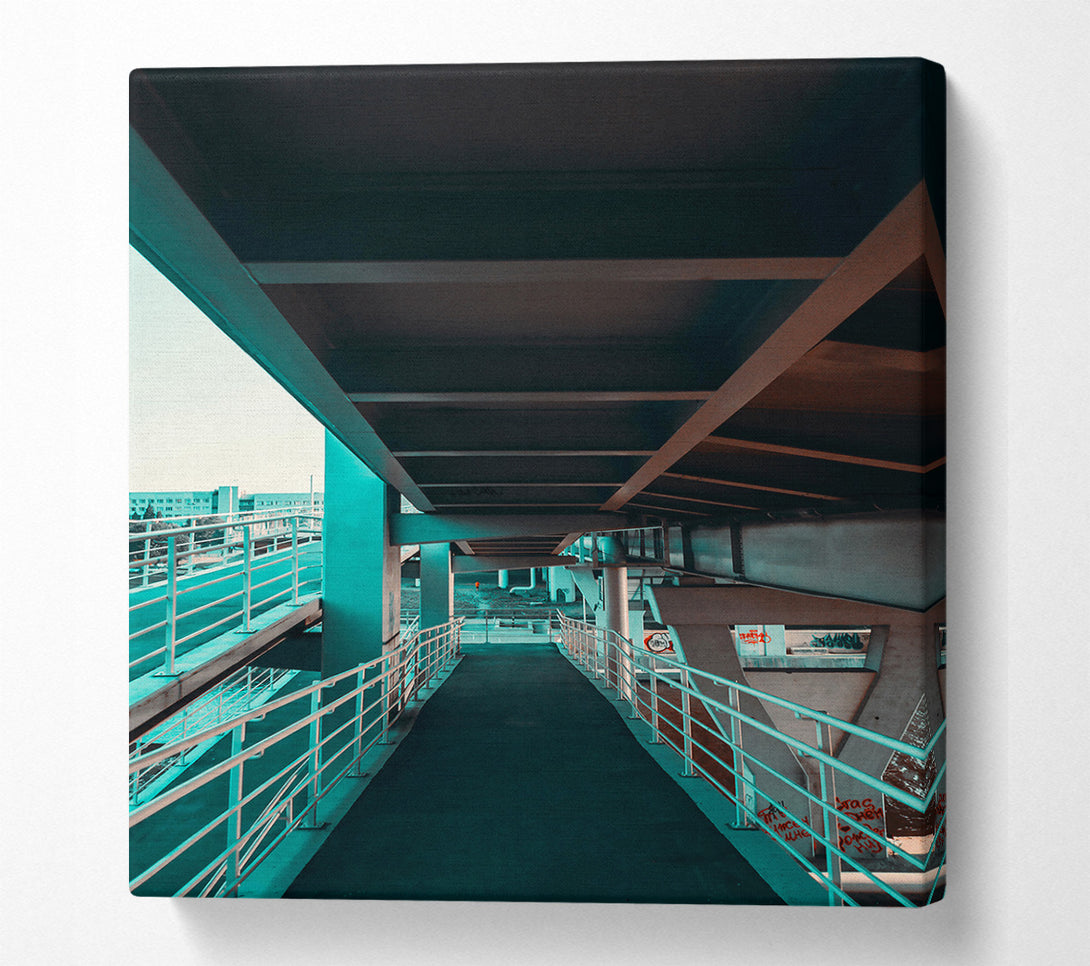  A Canvas Print of Teal Underpass Pathway Canvas Print