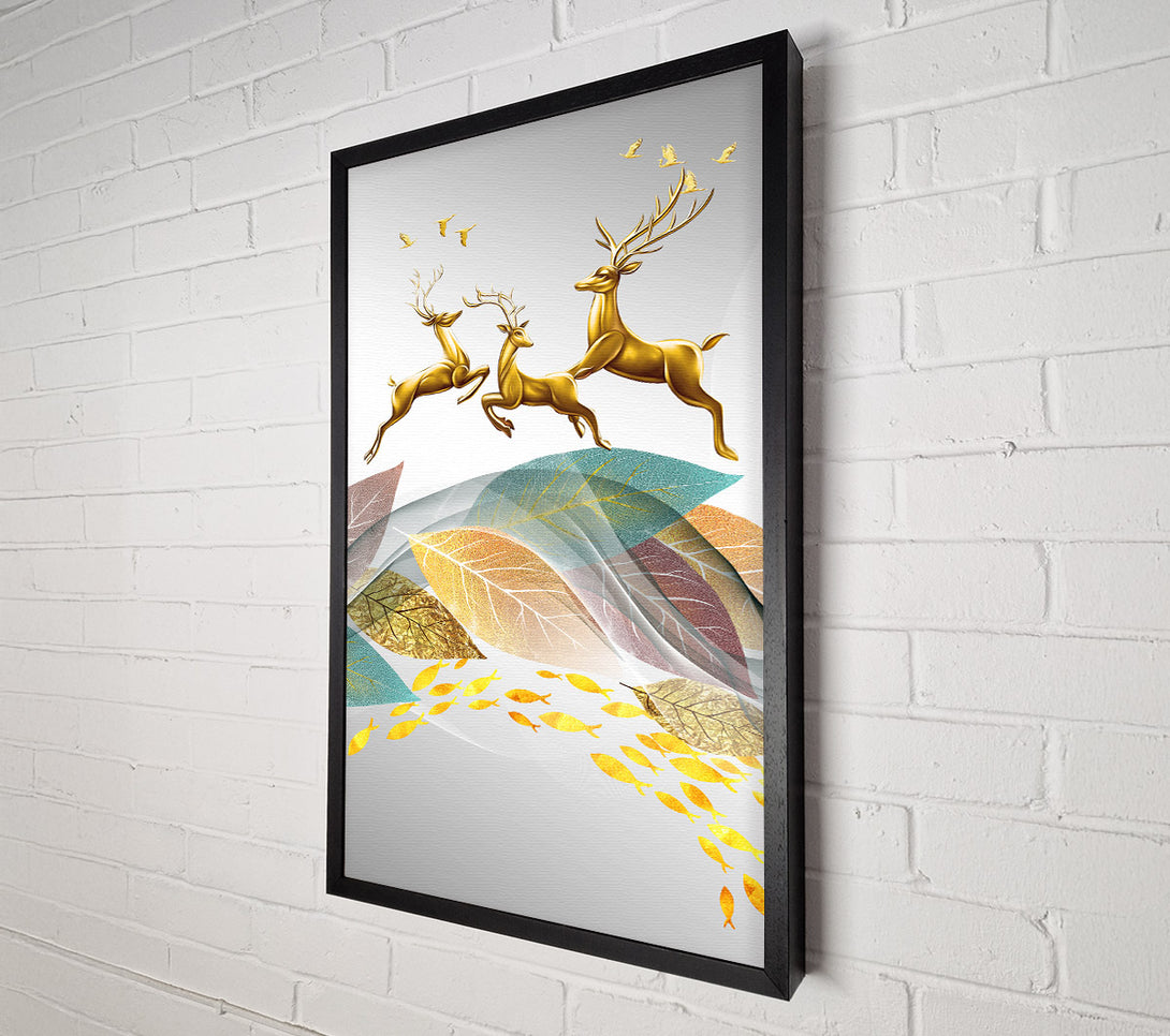  A Canvas Print of Deer Jumping Over Leaf'S Canvas Art