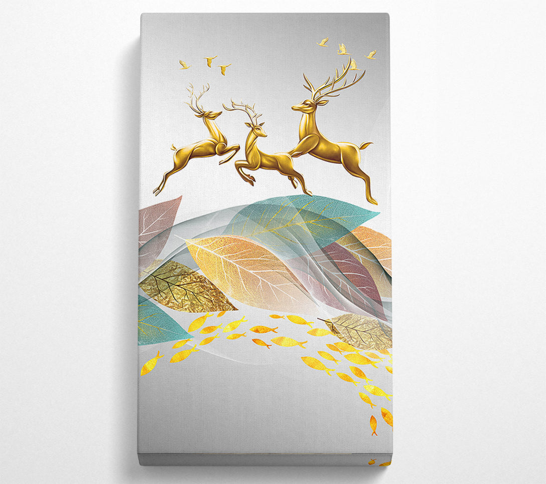  A Canvas Print of Deer Jumping Over Leaf'S Canvas Art
