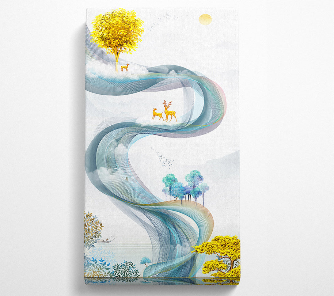  A Canvas Print of Deer Line Tree Canvas Wall Art