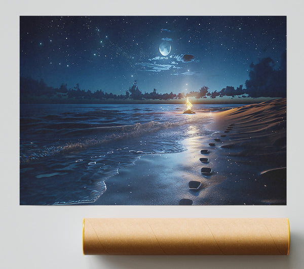 Blue Night Fire Poster