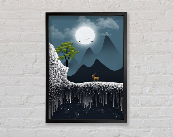 Deer Moon Walk Framed Print