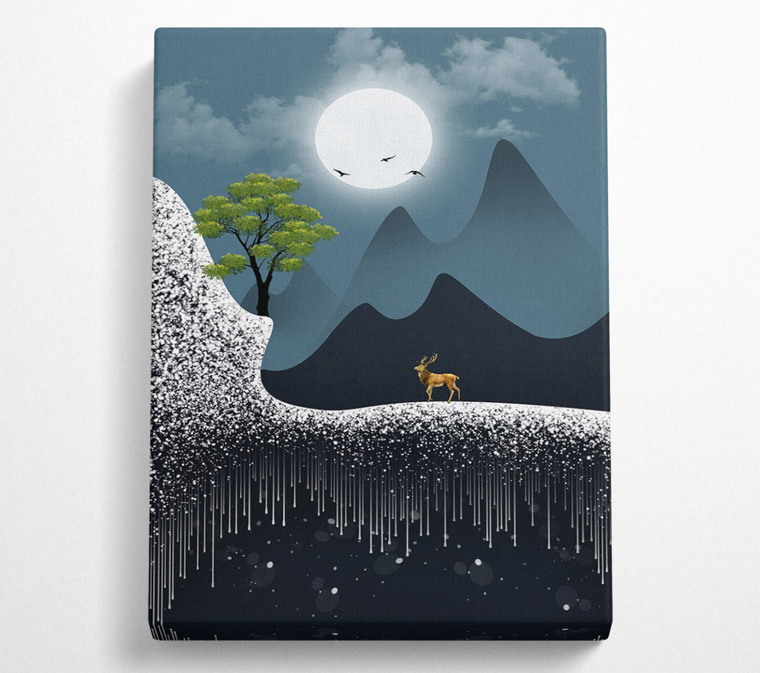  A Canvas Print of Deer Moon Walk Canvas Art