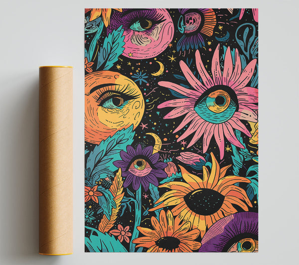Orange Cosmic Bloom Giclee Print