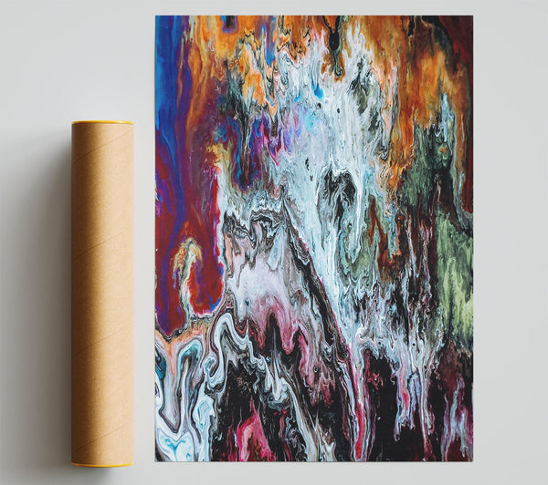 White Swirling Abstract Print