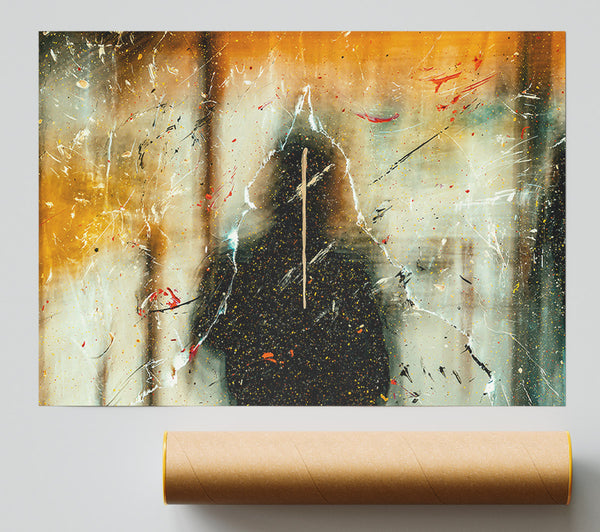 Golden Silhouette Splatter Giclee Print