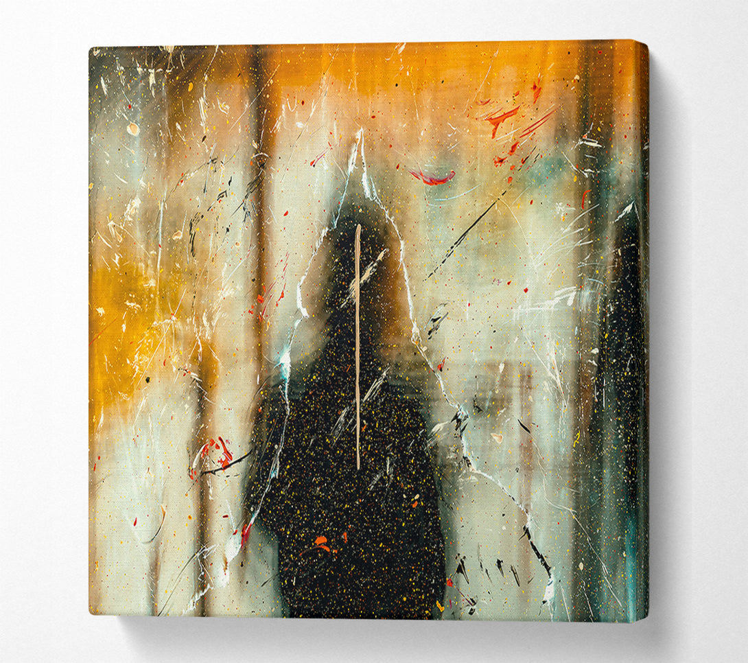  A Canvas Print of Golden Silhouette Splatter Canvas Art