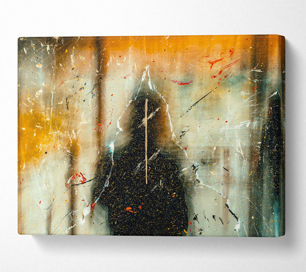  A Canvas Print of Golden Silhouette Splatter Canvas Art