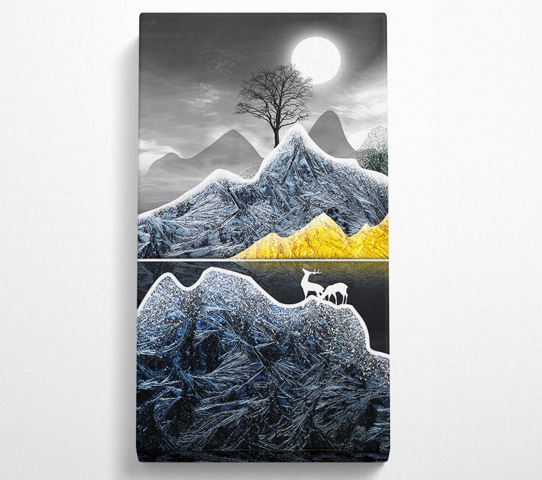  A Canvas Print of Deer Moonlight Night Canvas Wall Art