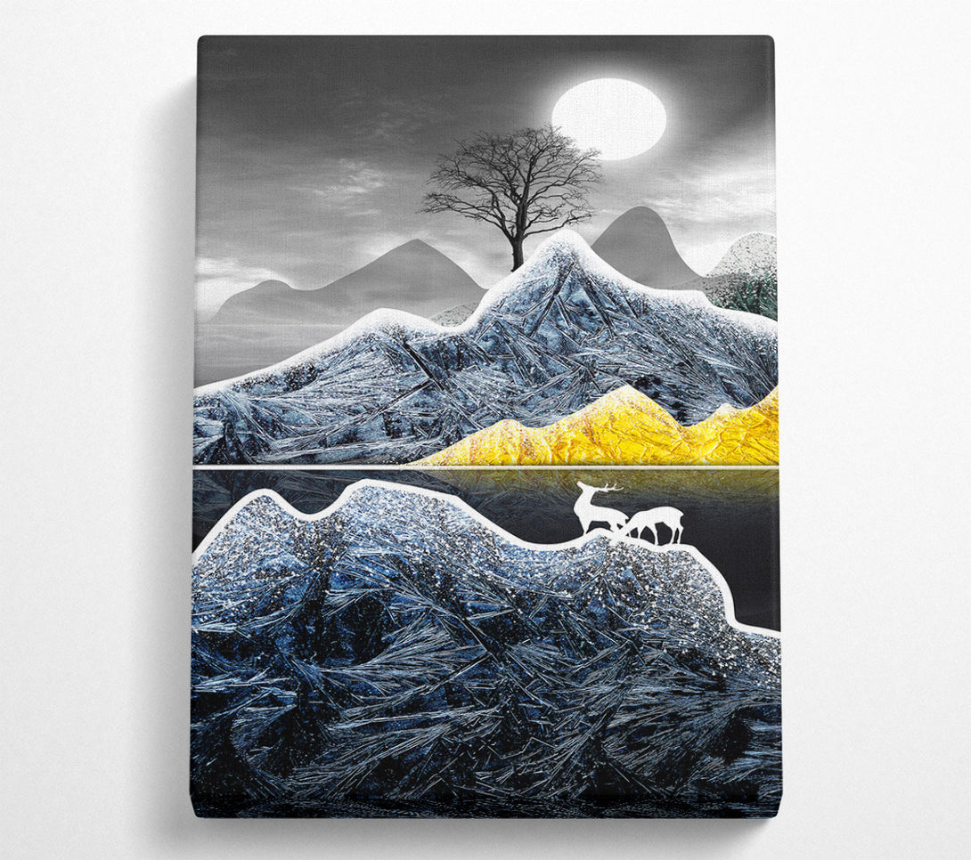  A Canvas Print of Deer Moonlight Night Canvas Wall Art