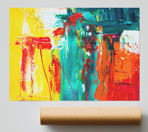 Teal Abstract Expressionism Poster