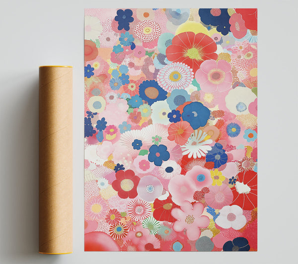 Pink Floral Field Print