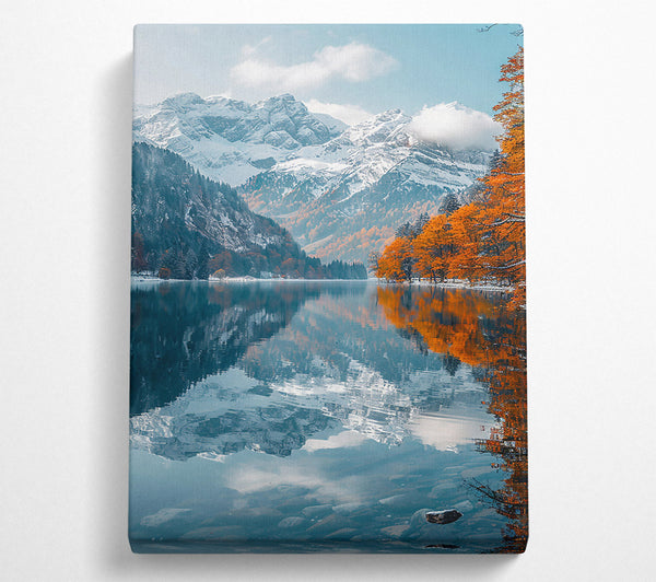  A Canvas Print of Autumn Reflection In Blue Canvas Art