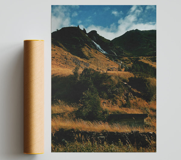 Golden Mountain Waterfall Print