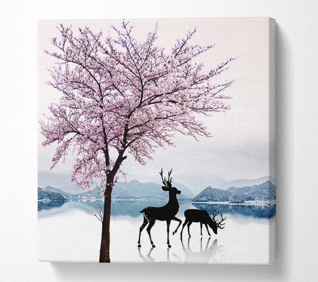  A Canvas Print of Deer On The Ice Canvas Wall Art