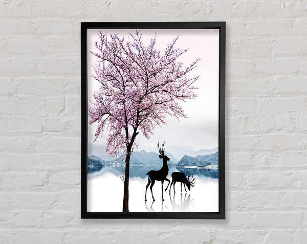 Deer On The Ice Framed Print