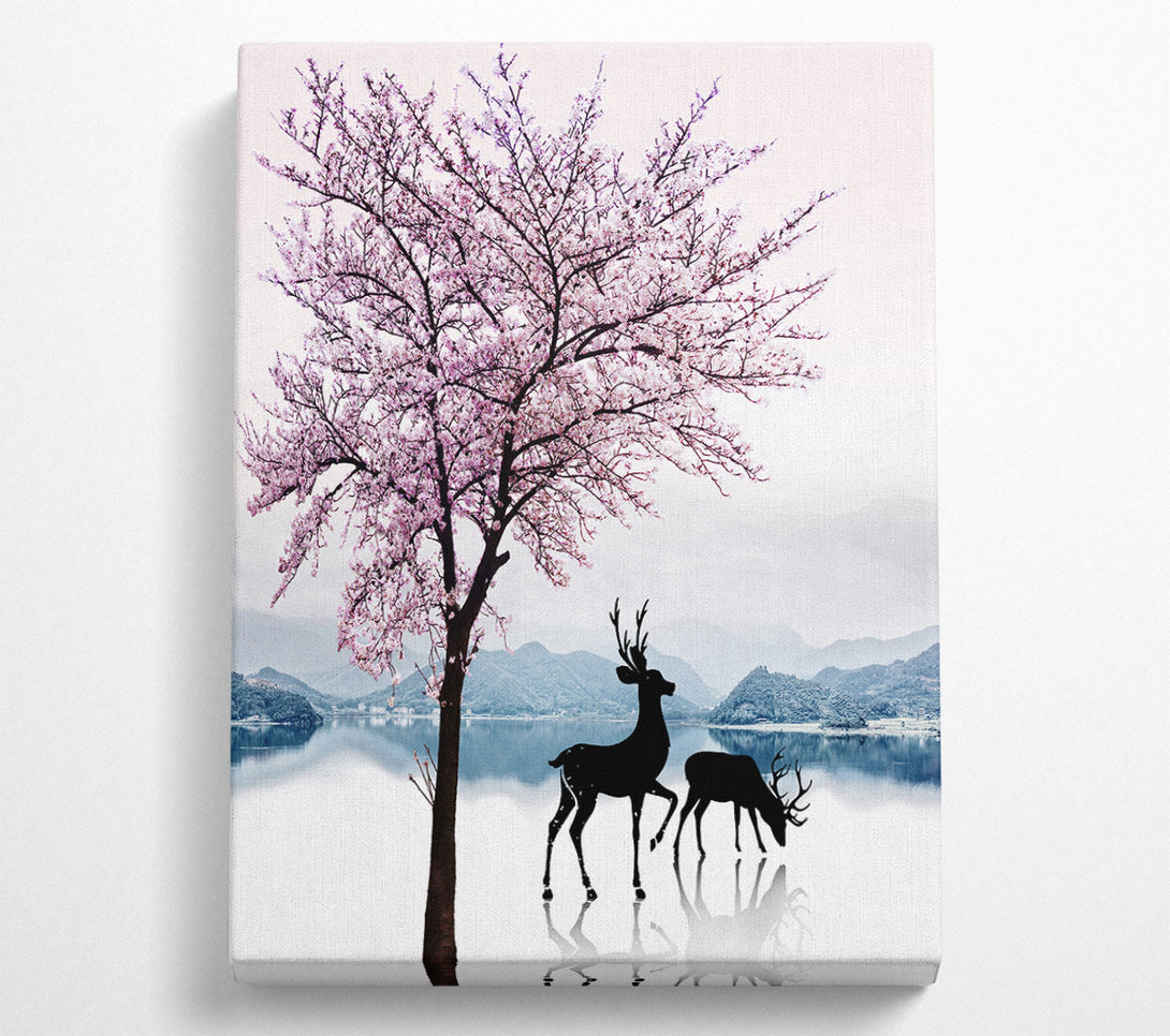  A Canvas Print of Deer On The Ice Canvas Wall Art