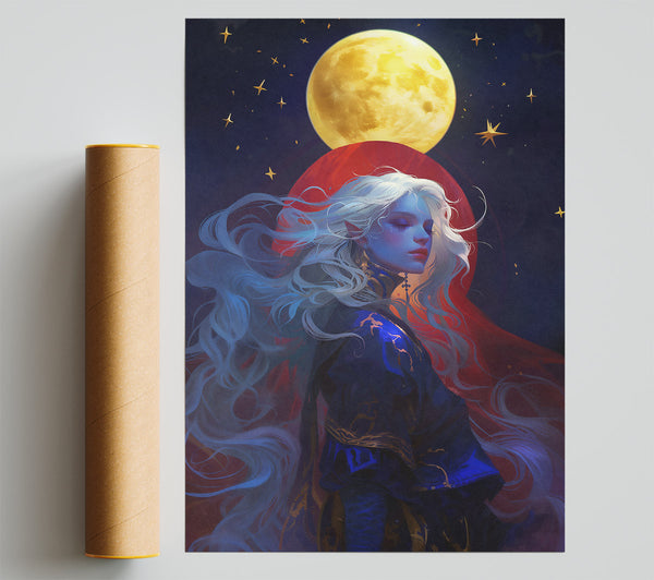 Blue Moon'S Reflection Print