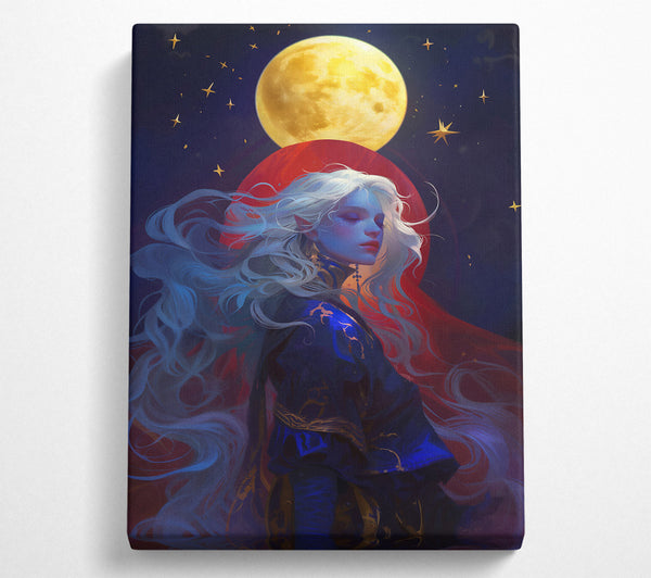  A Canvas Print of Blue Moon'S Reflection Canvas Print