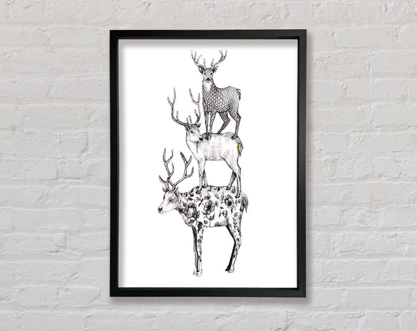 Deer Stack Framed Print