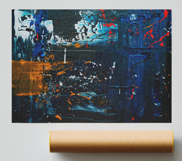 Midnight Blue Splashes Poster