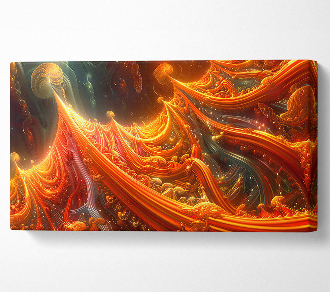  A Canvas Print of Golden Fractal Cascade Canvas Art