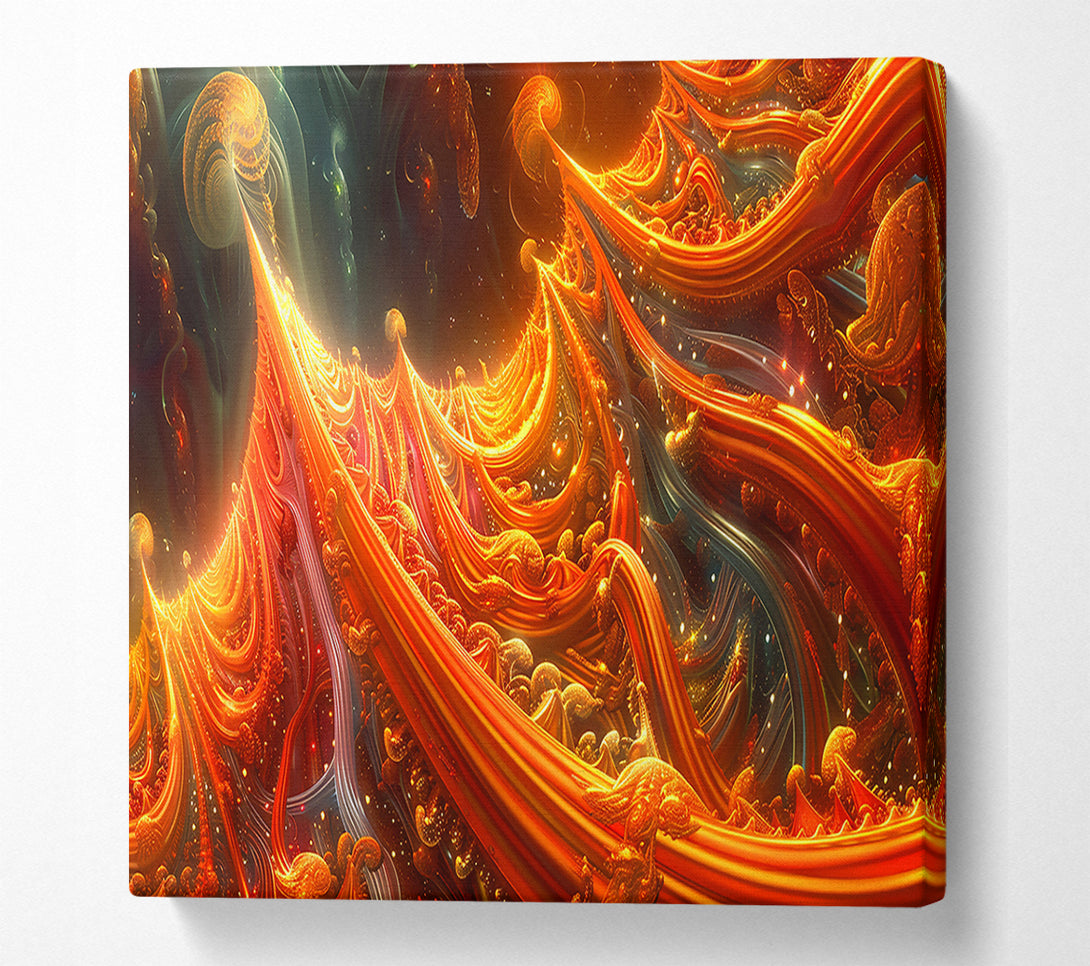  A Canvas Print of Golden Fractal Cascade Canvas Art